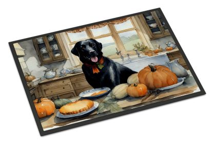 Black Lab Fall Kitchen Pumpkins Doormat Front Door Mat Indoor Outdoor Rugs for Entryway, Non Slip Washable Low Pile, 24H X 36W