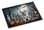 English Bulldog Spooky Halloween Doormat Front Door Mat Indoor Outdoor Rugs for Entryway, Non Slip Washable Low Pile, 24H X 36W