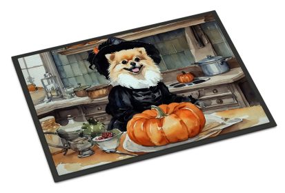 Pomeranian Fall Kitchen Pumpkins Doormat Front Door Mat Indoor Outdoor Rugs for Entryway, Non Slip Washable Low Pile, 24H X 36W