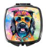 Scottish Terrier Hippie Dawg Compact Mirror Decorative Travel Makeup Mirror for Women Girls Gifts Pocket Makeup Mirror Folding Handheld