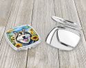 Alaskan Malamute in Sunflowers Compact Mirror Decorative Travel Makeup Mirror for Women Girls Gifts Pocket Makeup Mirror Folding Handheld