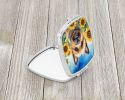 Cairn Terrier in Sunflowers Compact Mirror Decorative Travel Makeup Mirror for Women Girls Gifts Pocket Makeup Mirror Folding Handheld