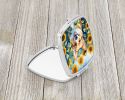 Corgi in Sunflowers Compact Mirror Decorative Travel Makeup Mirror for Women Girls Gifts Pocket Makeup Mirror Folding Handheld