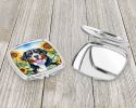 Bernese Mountain Dog in Sunflowers Compact Mirror Decorative Travel Makeup Mirror for Women Girls Gifts Pocket Makeup Mirror Folding Handheld