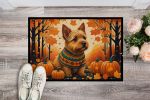 Norwich Terrier Fall Doormat Front Door Mat Indoor Outdoor Rugs for Entryway, Non Slip Washable Low Pile, 24H X 36W