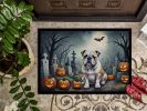 English Bulldog Spooky Halloween Doormat Front Door Mat Indoor Outdoor Rugs for Entryway, Non Slip Washable Low Pile, 24H X 36W