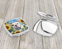 American Bulldog in Sunflowers Compact Mirror Decorative Travel Makeup Mirror for Women Girls Gifts Pocket Makeup Mirror Folding Handheld