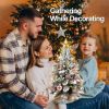 22in Mini Christmas Tree with Lights, Rose Gold Artificial Small Tabletop Christmas Tree with Flocked Snow
