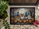 Pomeranian Spooky Halloween Doormat Front Door Mat Indoor Outdoor Rugs for Entryway, Non Slip Washable Low Pile, 24H X 36W