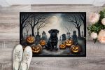 Black Pug Spooky Halloween Doormat Front Door Mat Indoor Outdoor Rugs for Entryway, Non Slip Washable Low Pile, 24H X 36W