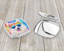 Samoyed Hippie Dawg Compact Mirror Decorative Travel Makeup Mirror for Women Girls Gifts Pocket Makeup Mirror Folding Handheld